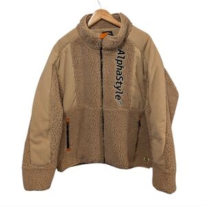 Alphastyle Men's Tan Sherpa Oversized Jacket Size Medium